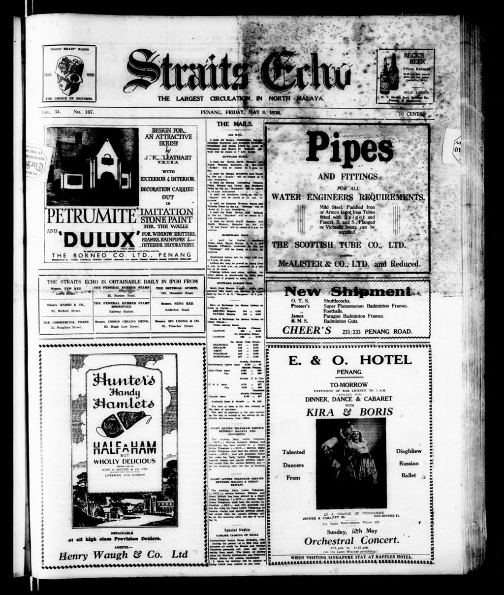 Miniature of Straits Echo 08 May 1936