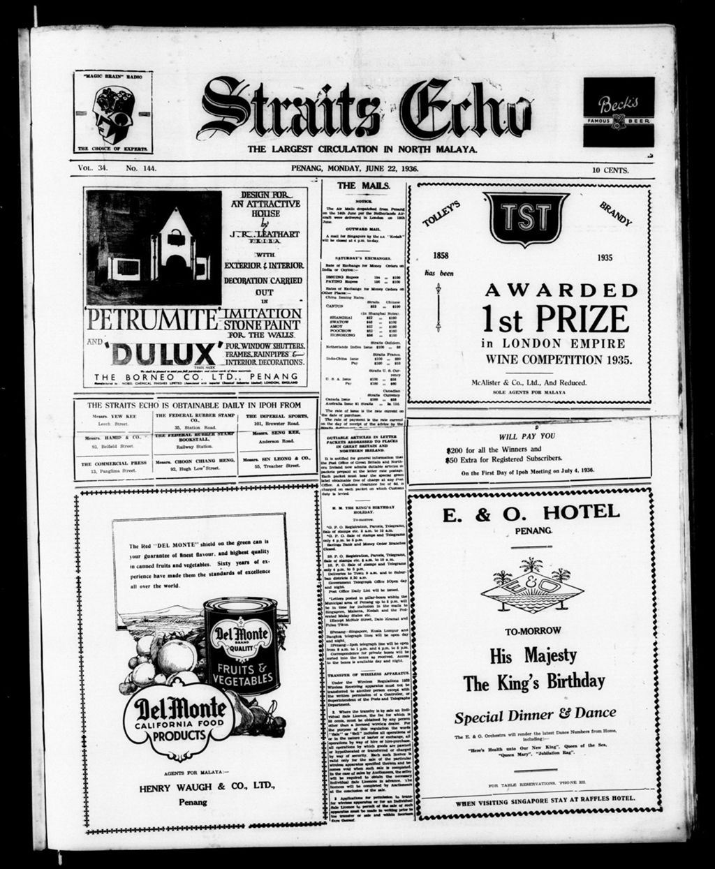 Miniature of Straits Echo 22 June 1936