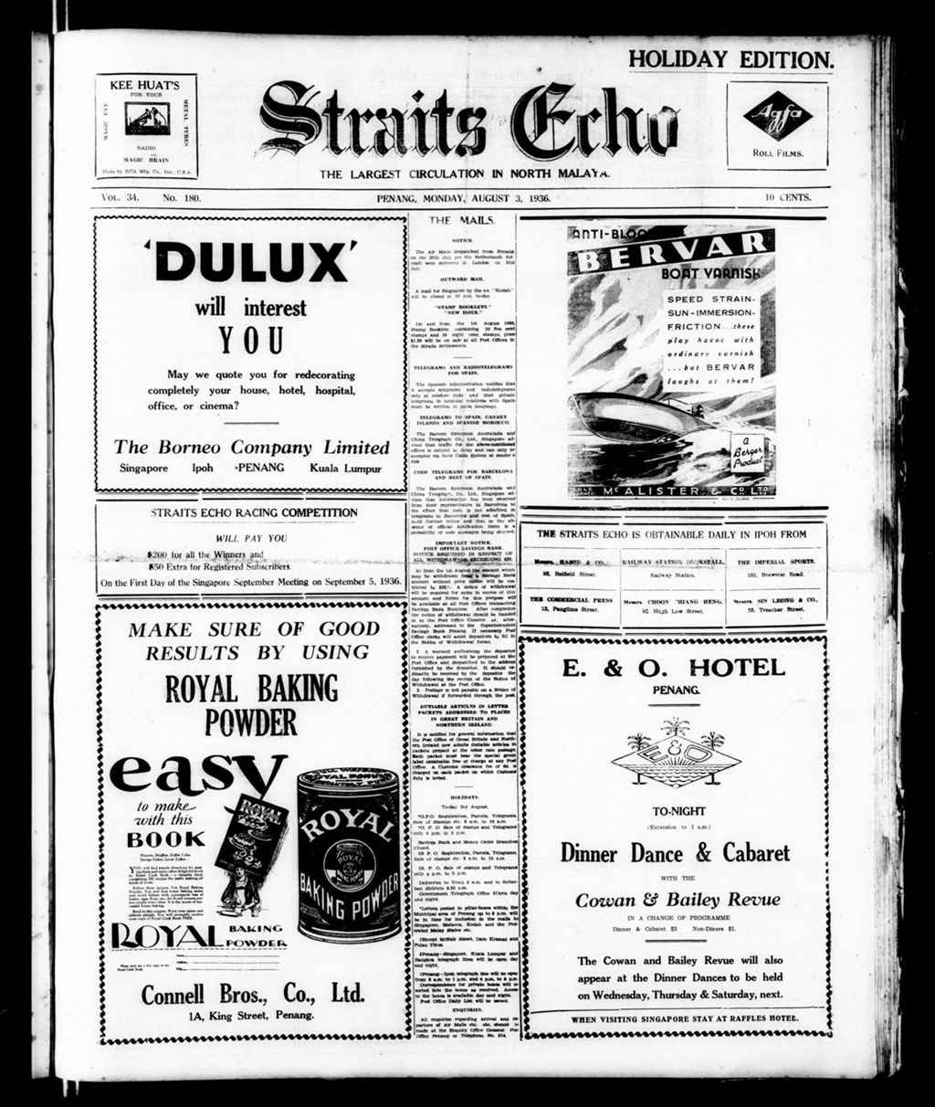 Miniature of Straits Echo 03 August 1936