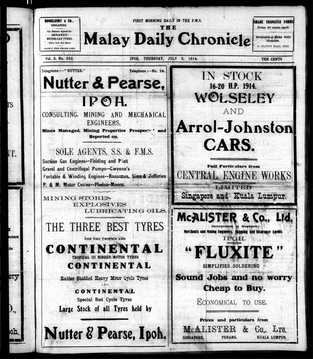 Miniature of Malay Daily Chronicle 02 July 1914