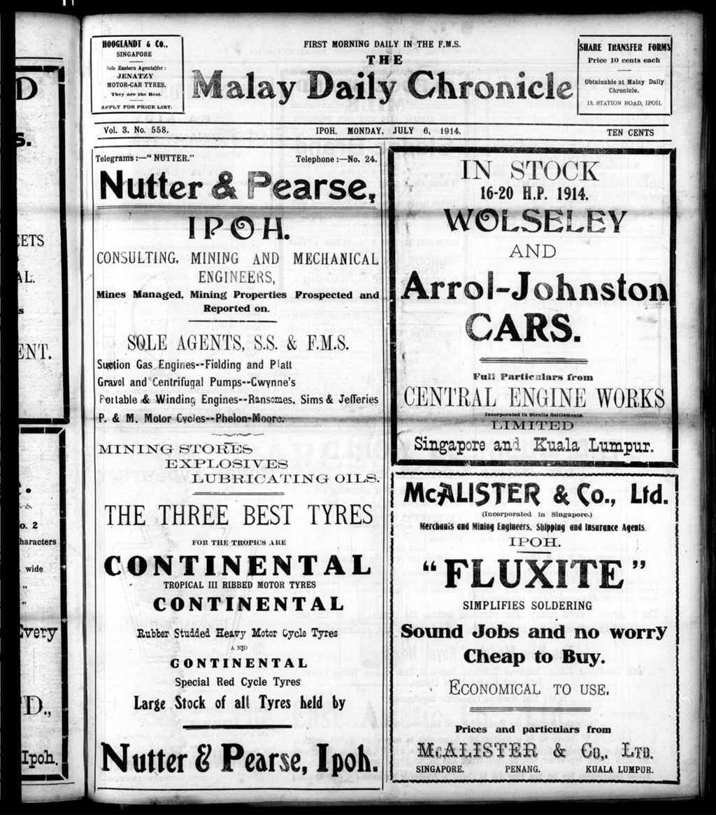 Miniature of Malay Daily Chronicle 06 July 1914