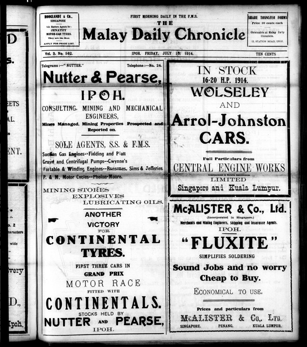 Miniature of Malay Daily Chronicle 10 July 1914