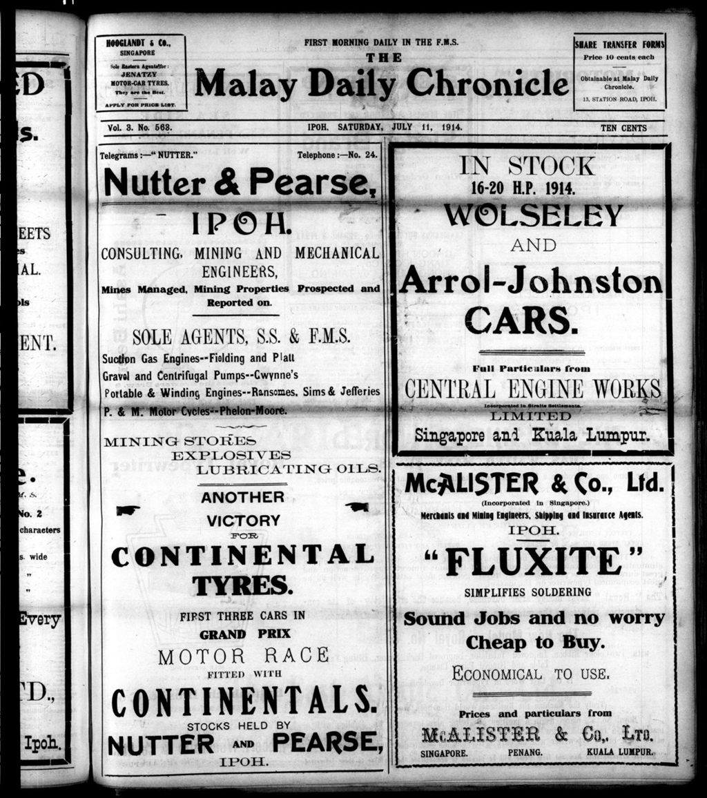 Miniature of Malay Daily Chronicle 11 July 1914