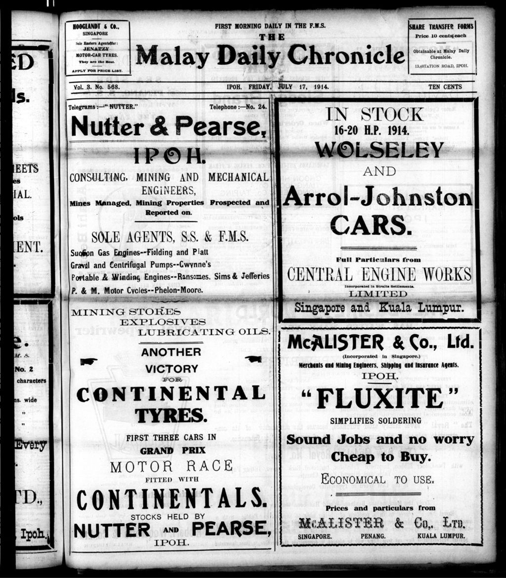 Miniature of Malay Daily Chronicle 17 July 1914