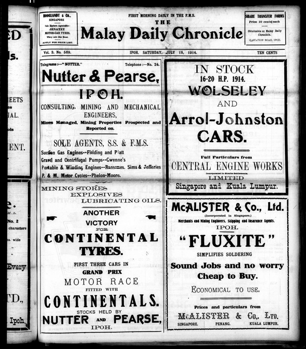 Miniature of Malay Daily Chronicle 18 July 1914