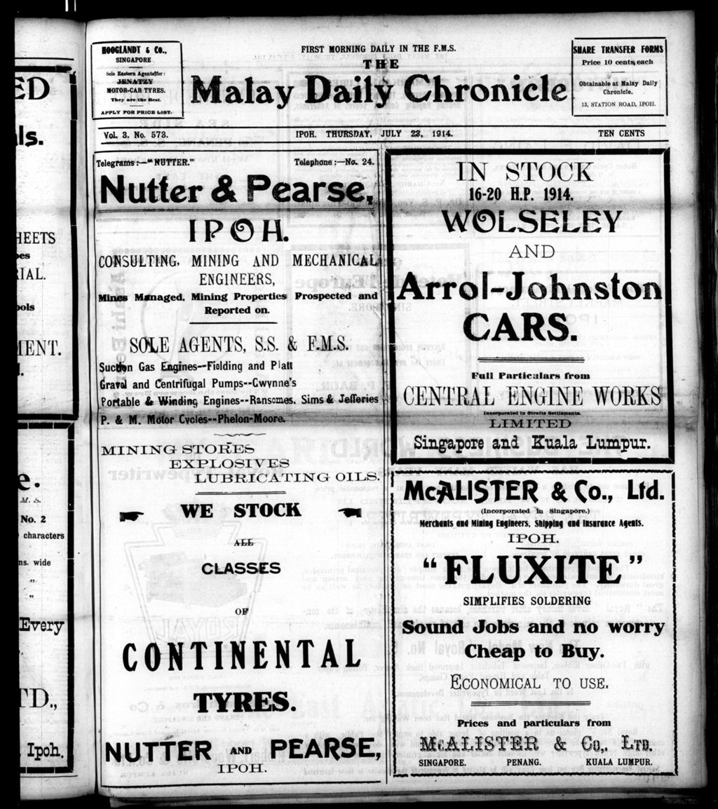 Miniature of Malay Daily Chronicle 23 July 1914