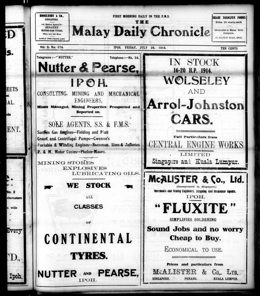 Miniature of Malay Daily Chronicle 24 July 1914