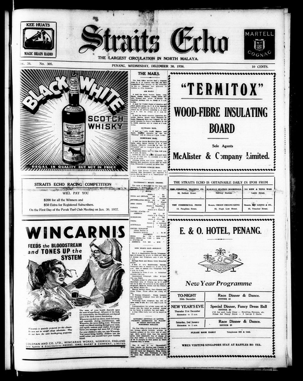 Miniature of Straits Echo 30 December 1936