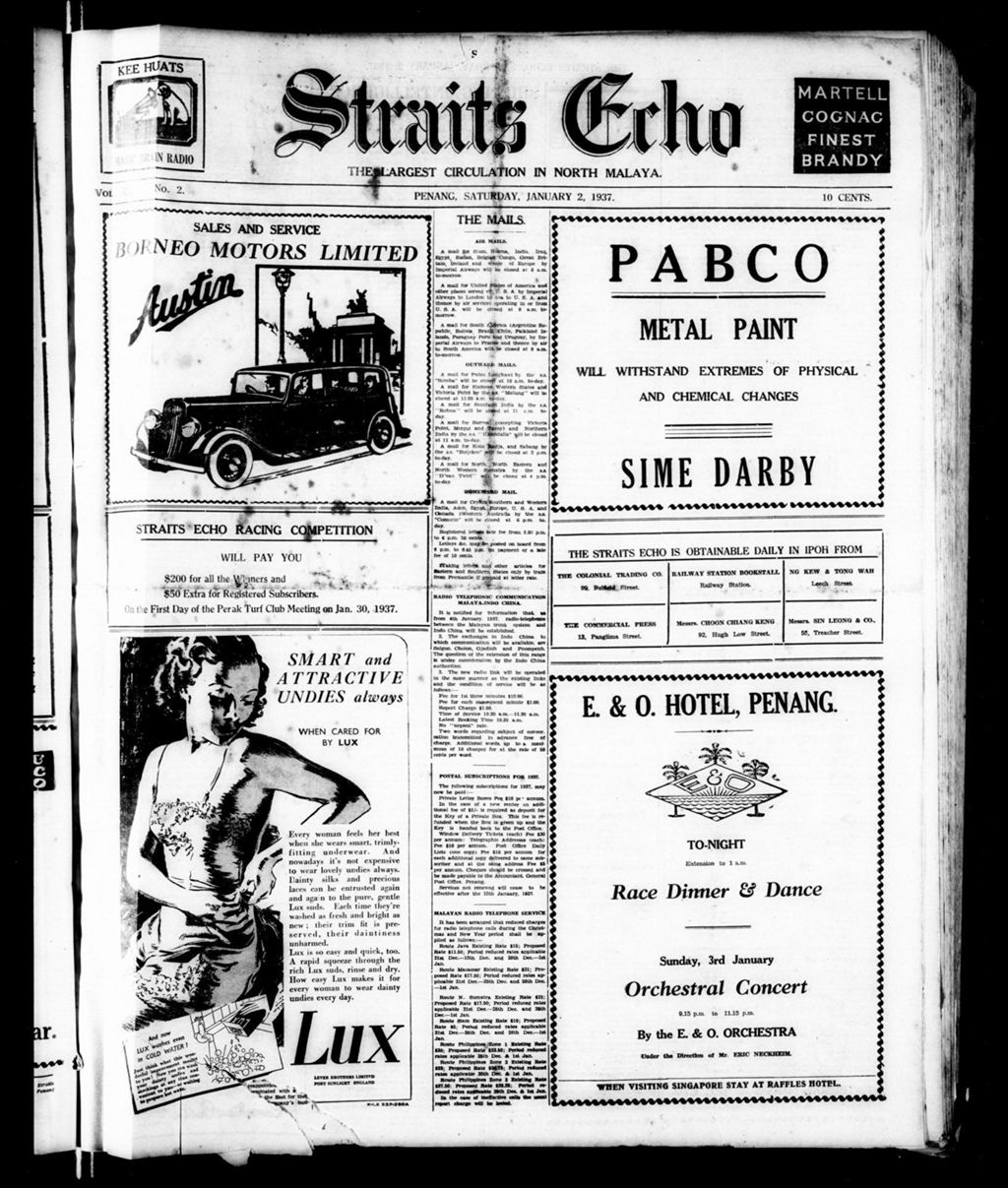 Miniature of Straits Echo 02 January 1937