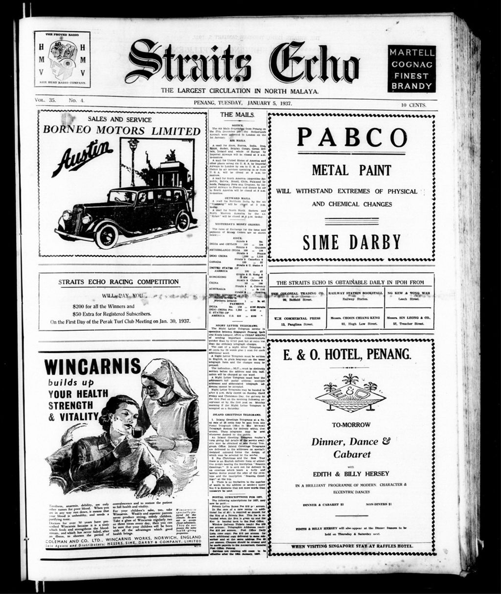 Miniature of Straits Echo 05 January 1937