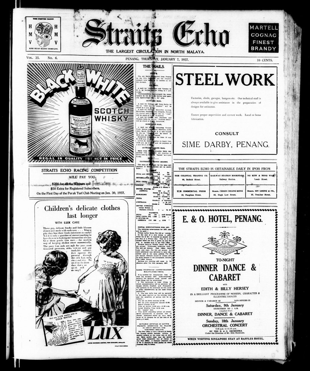 Miniature of Straits Echo 07 January 1937