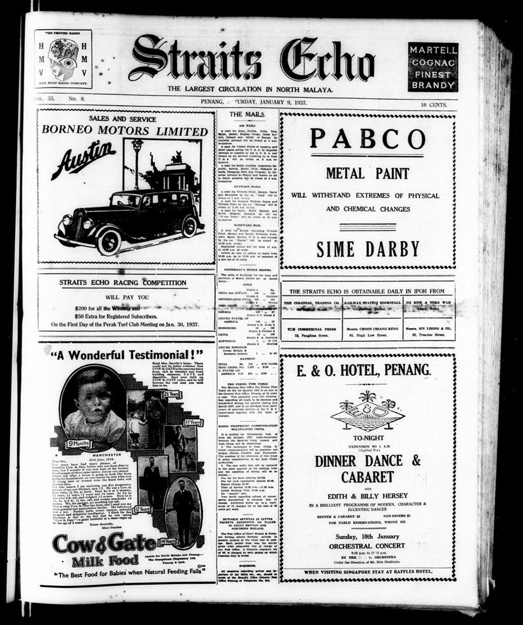 Miniature of Straits Echo 09 January 1937