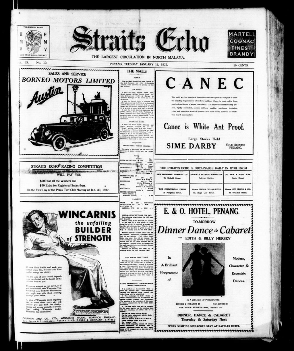 Miniature of Straits Echo 12 January 1937