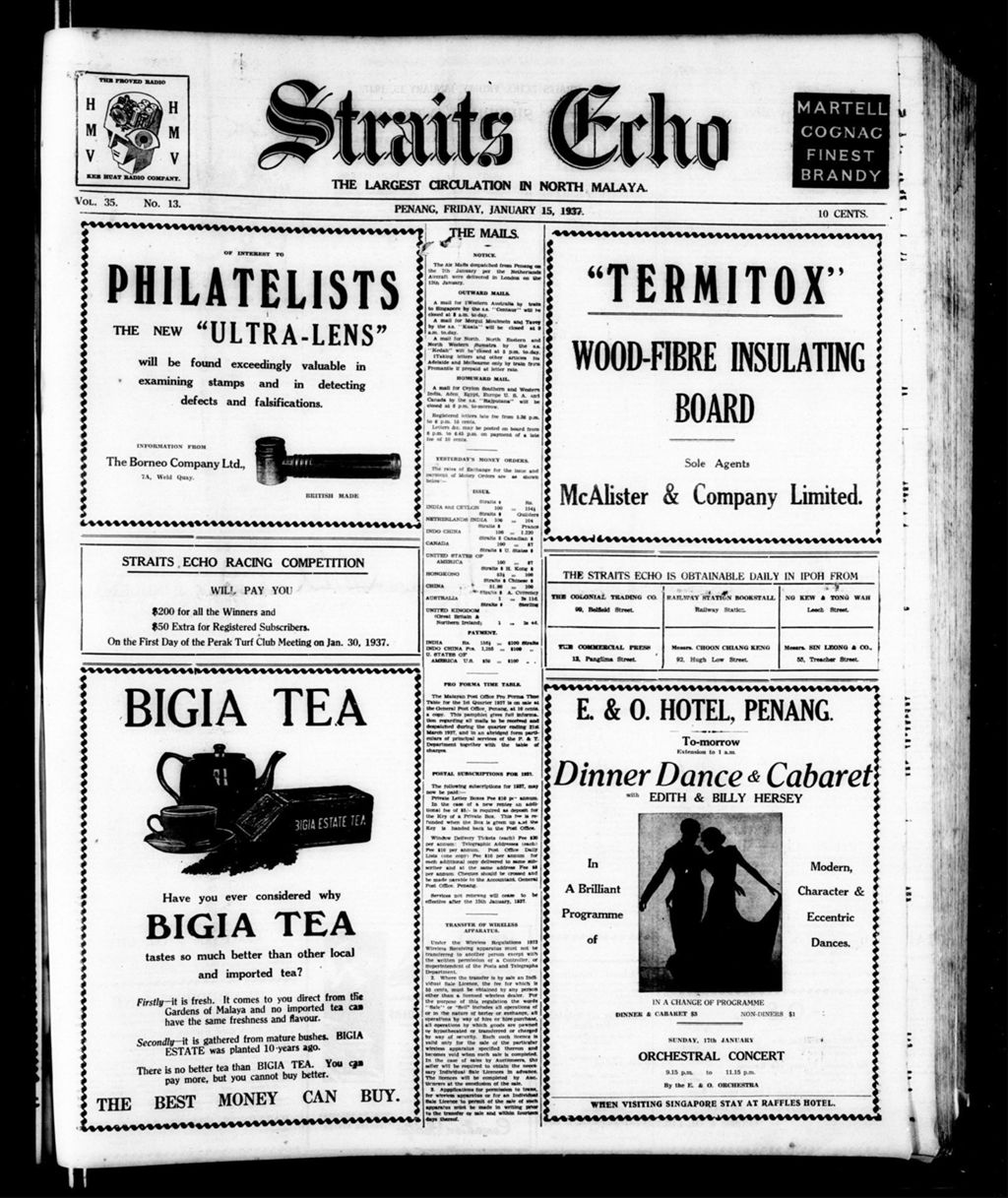 Miniature of Straits Echo 15 January 1937