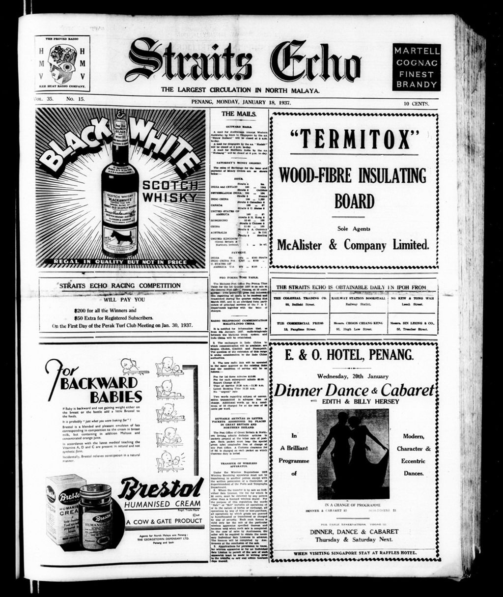 Miniature of Straits Echo 18 January 1937