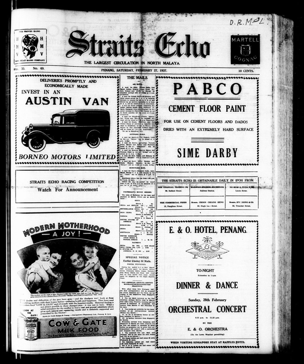 Miniature of Straits Echo 27 February 1937