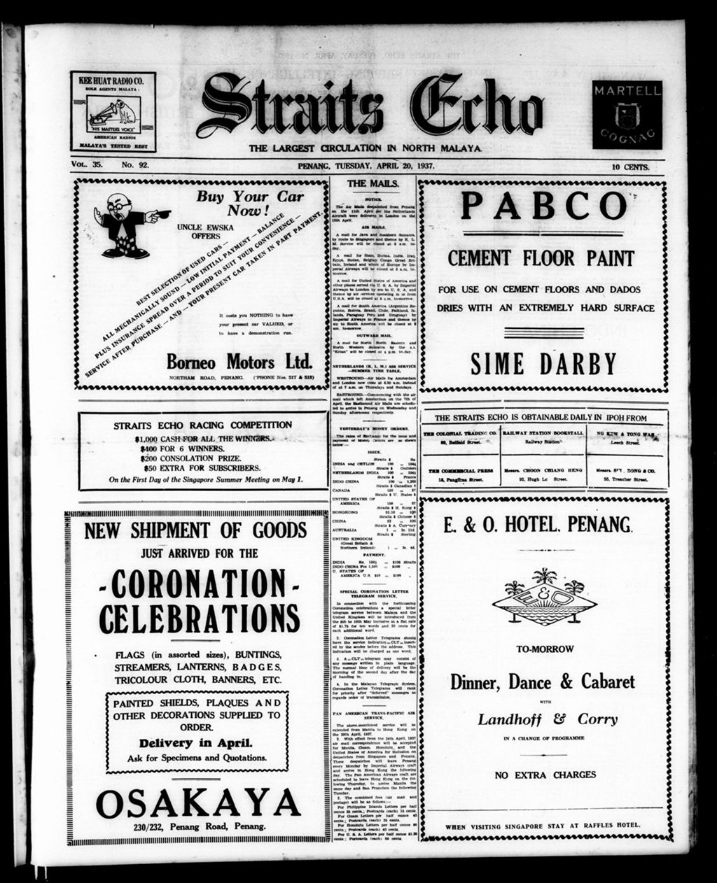 Miniature of Straits Echo 20 April 1937