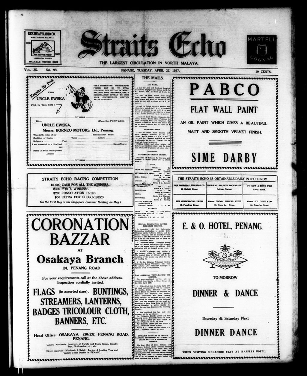 Miniature of Straits Echo 27 April 1937