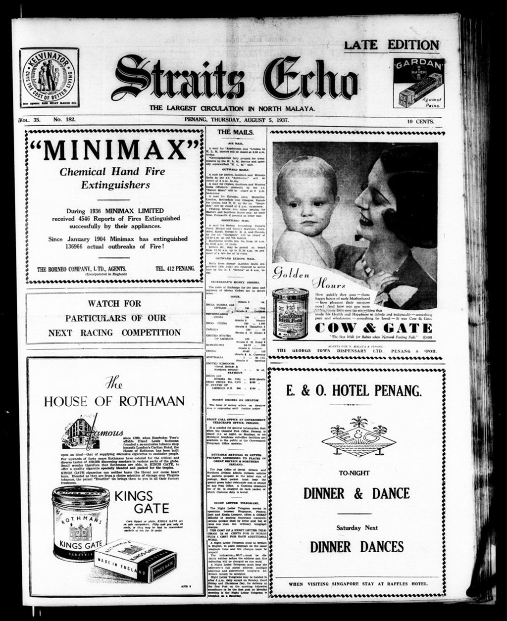 Miniature of Straits Echo 05 August 1937