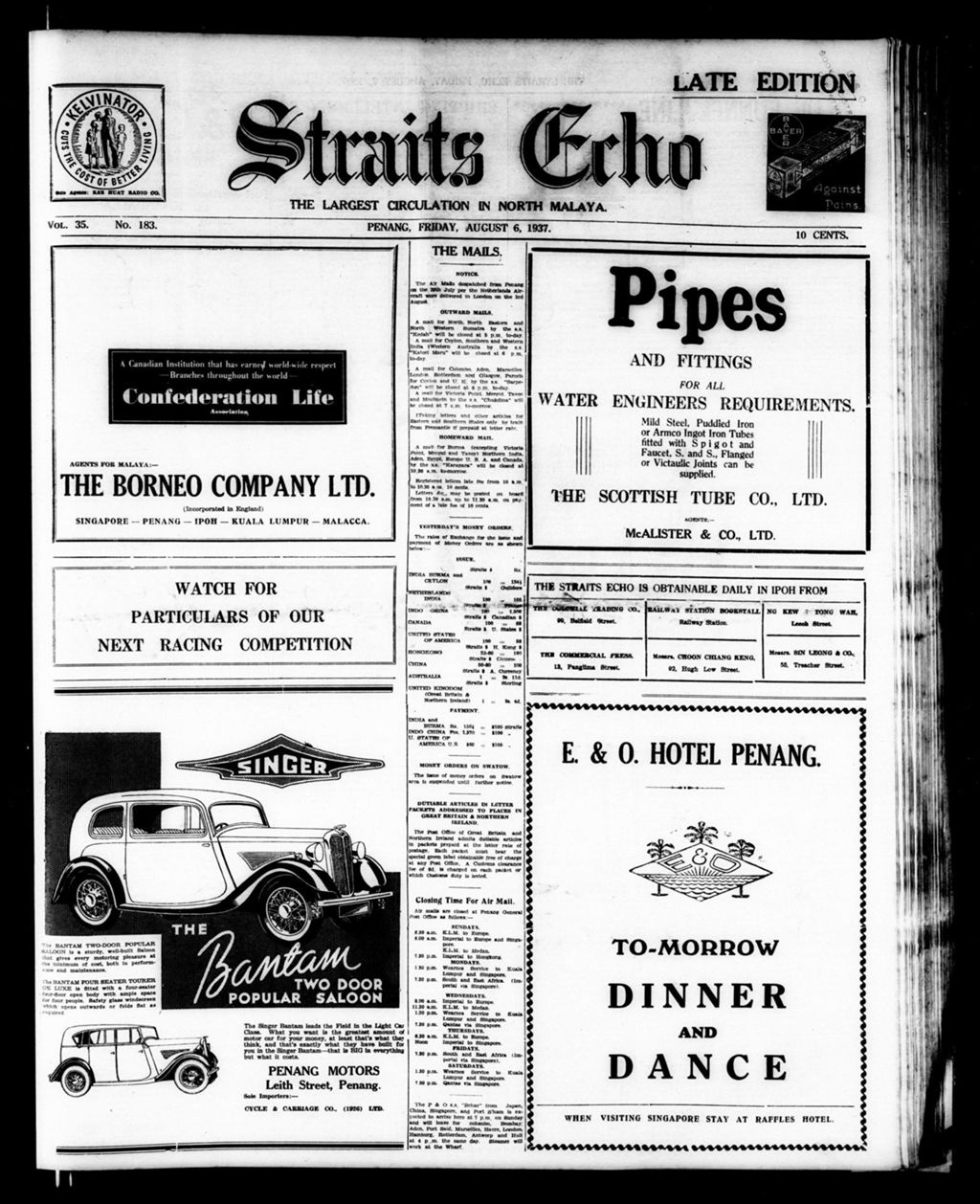 Miniature of Straits Echo 06 August 1937