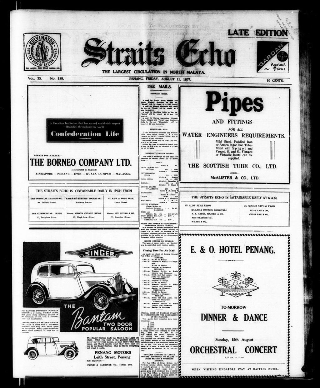 Miniature of Straits Echo 13 August 1937