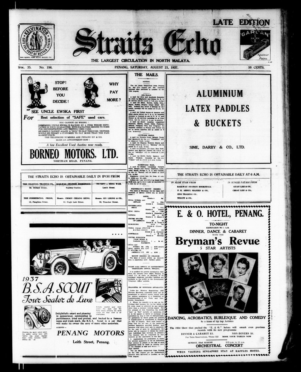 Miniature of Straits Echo 21 August 1937