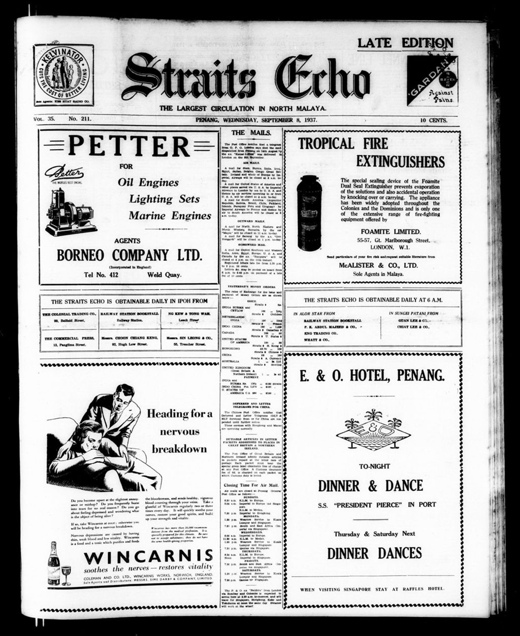 Miniature of Straits Echo 08 September 1937