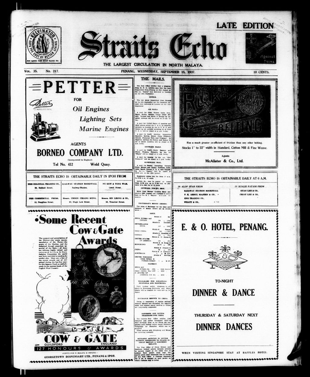 Miniature of Straits Echo 15 September 1937