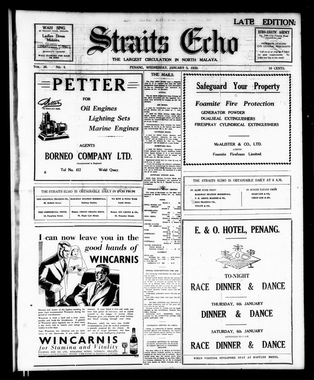 Miniature of Straits Echo 05 January 1938