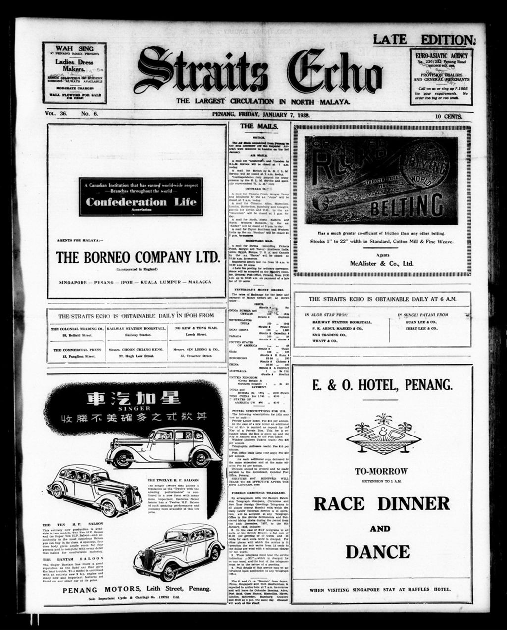 Miniature of Straits Echo 07 January 1938