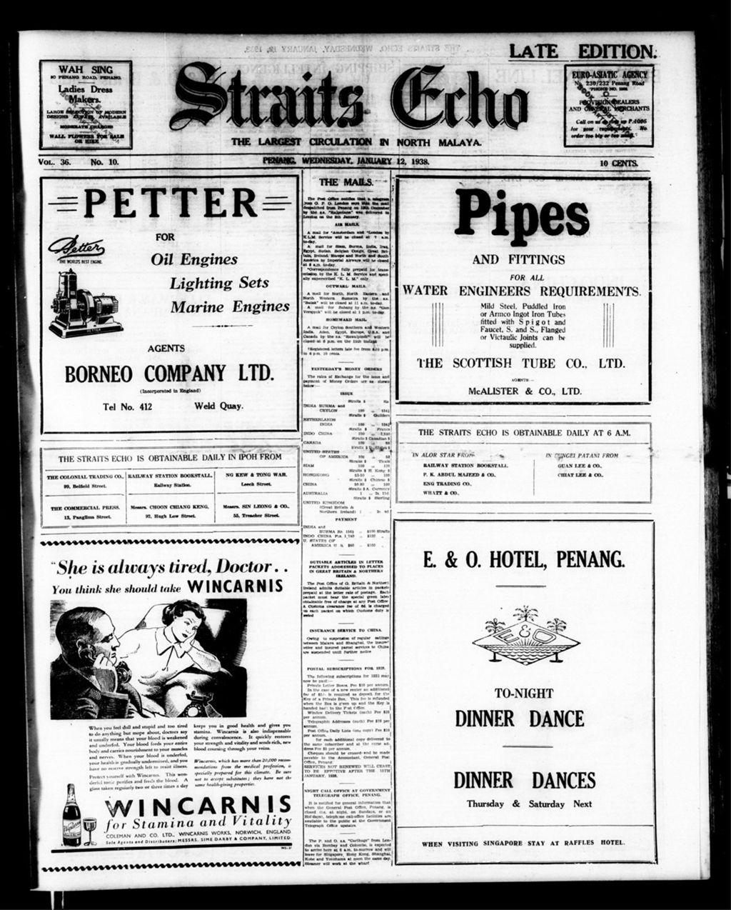 Miniature of Straits Echo 12 January 1938