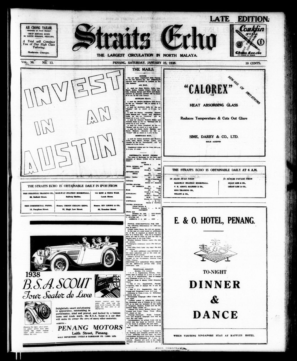 Miniature of Straits Echo 15 January 1938