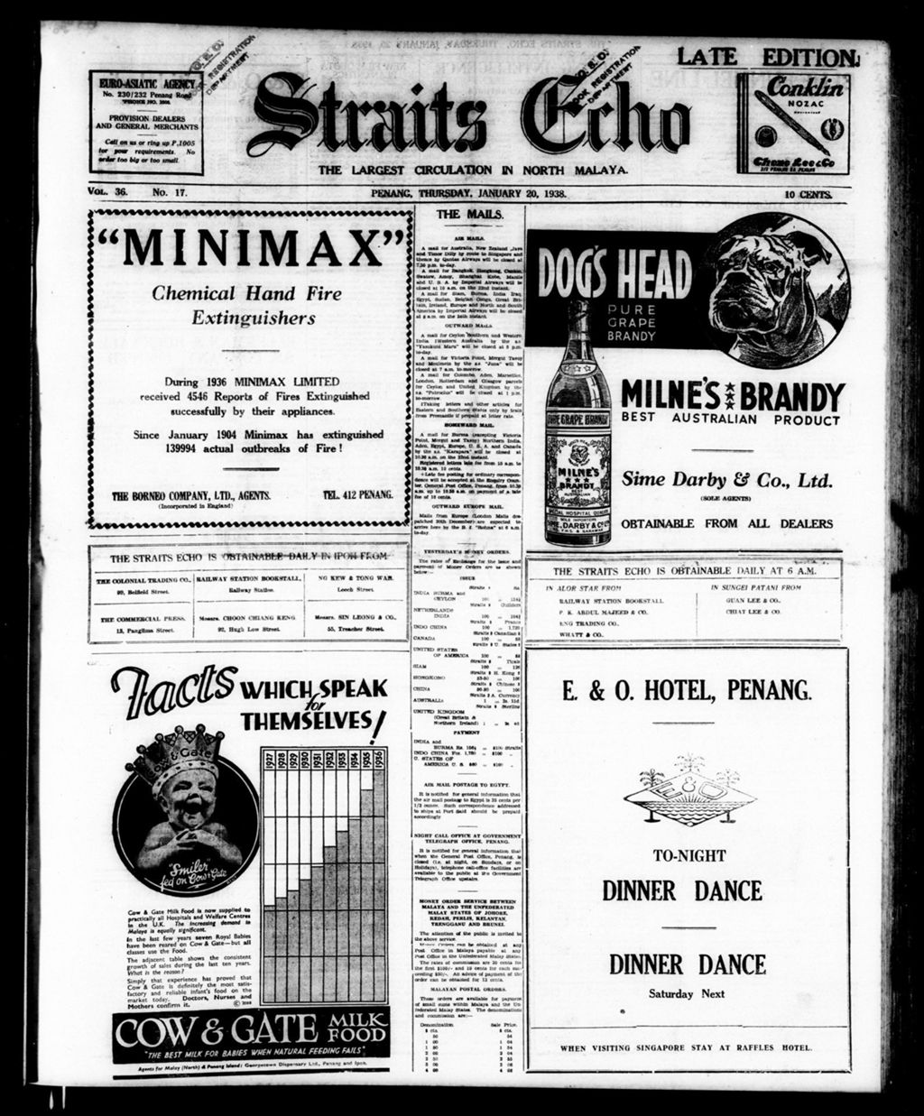 Miniature of Straits Echo 20 January 1938