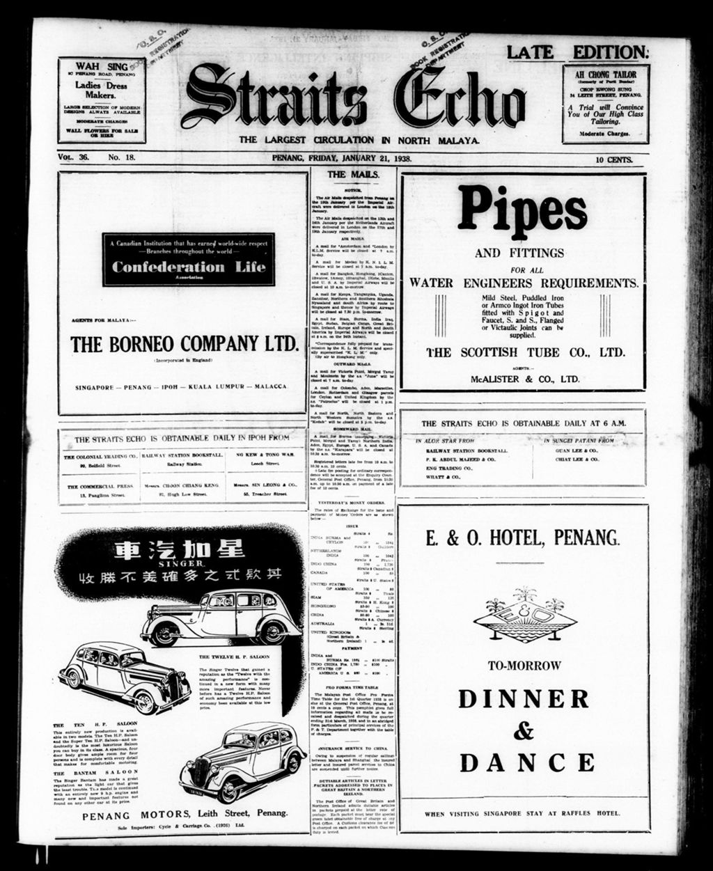 Miniature of Straits Echo 21 January 1938