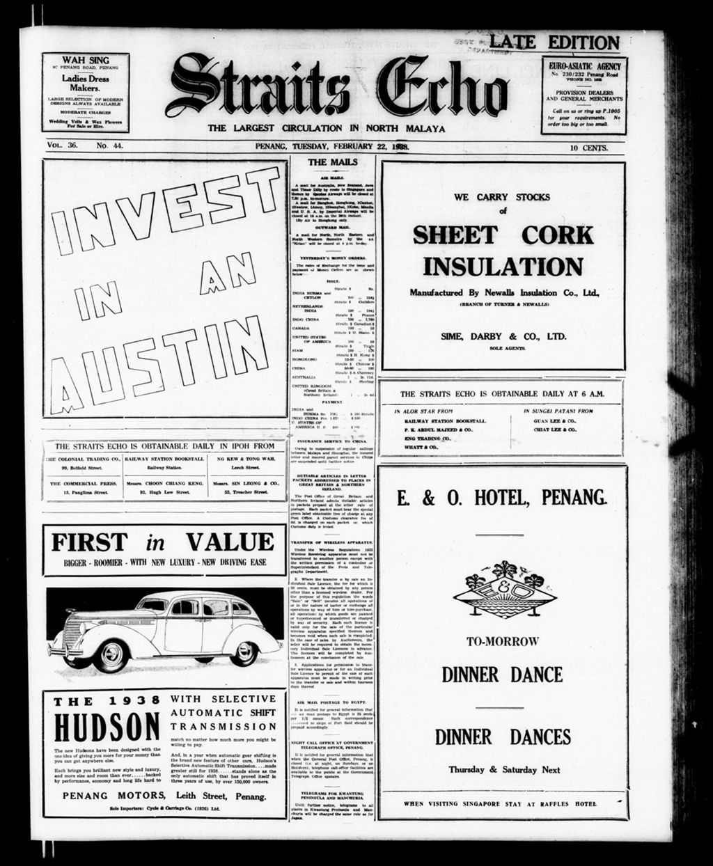 Miniature of Straits Echo 22 February 1938