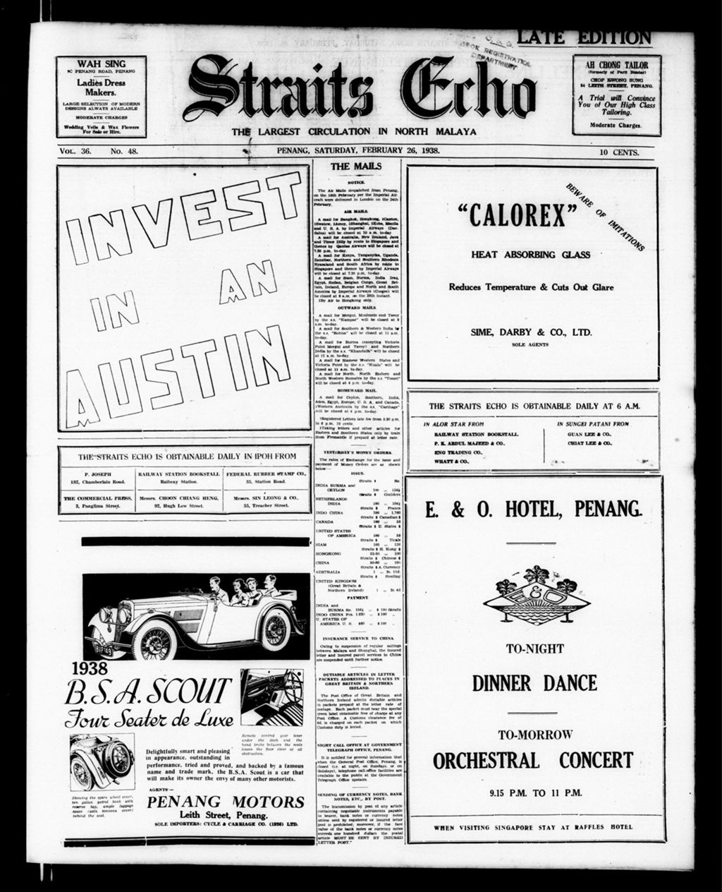 Miniature of Straits Echo 26 February 1938