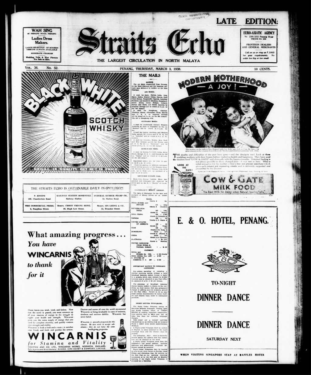 Miniature of Straits Echo 03 March 1938