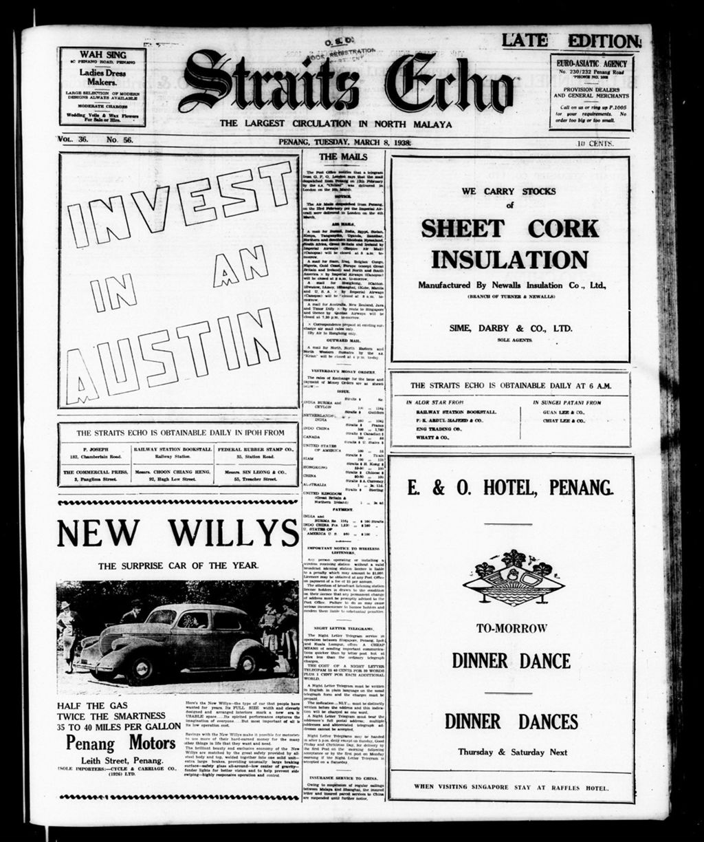 Miniature of Straits Echo 08 March 1938