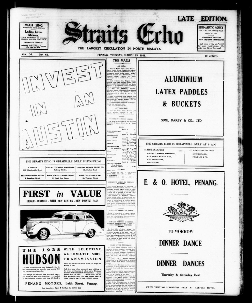 Miniature of Straits Echo 15 March 1938