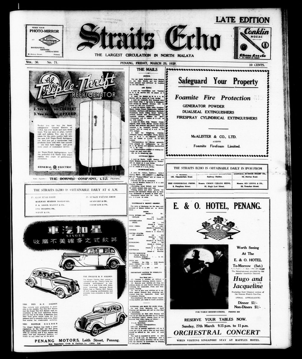 Miniature of Straits Echo 25 March 1938