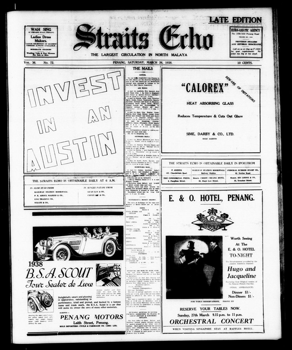 Miniature of Straits Echo 26 March 1938