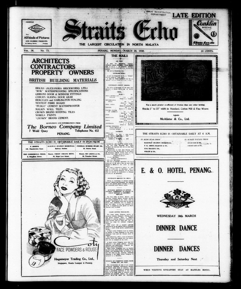 Miniature of Straits Echo 28 March 1938