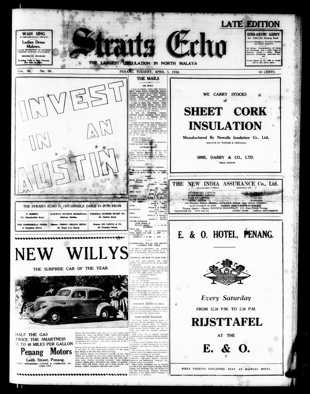 Miniature of Straits Echo 05 April 1938