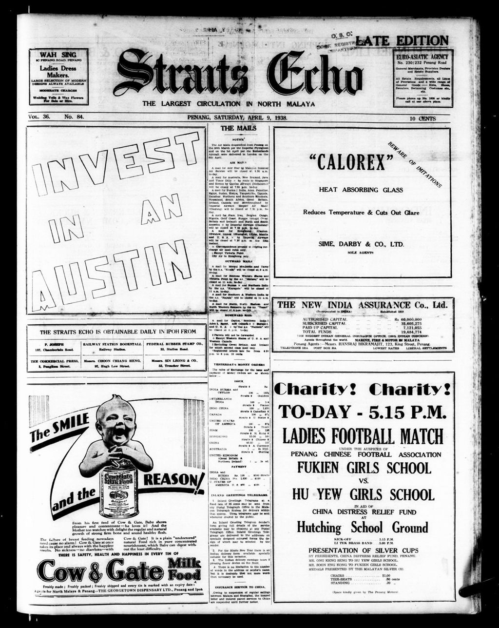 Miniature of Straits Echo 09 April 1938