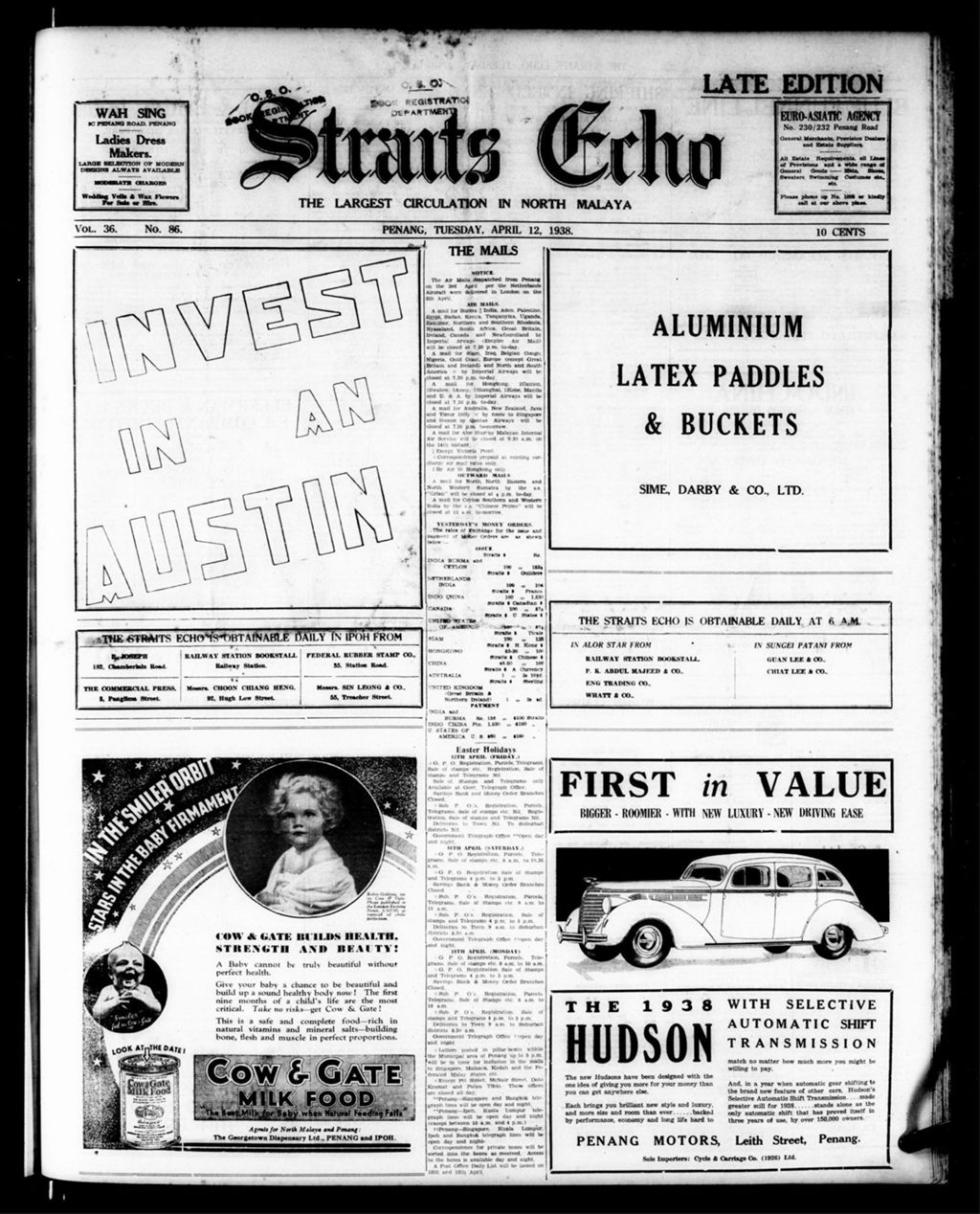 Miniature of Straits Echo 12 April 1938