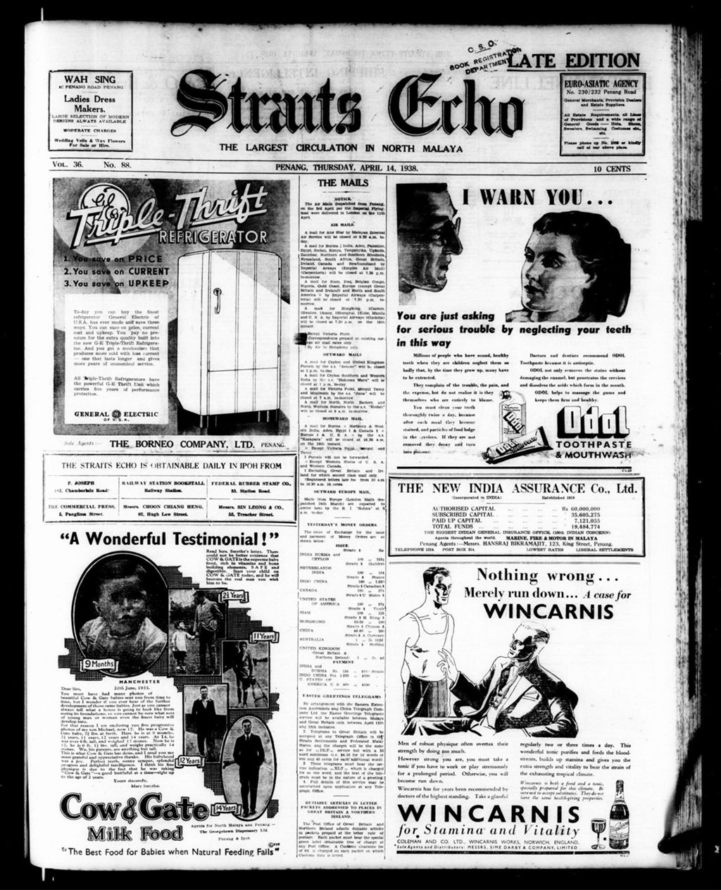 Miniature of Straits Echo 14 April 1938