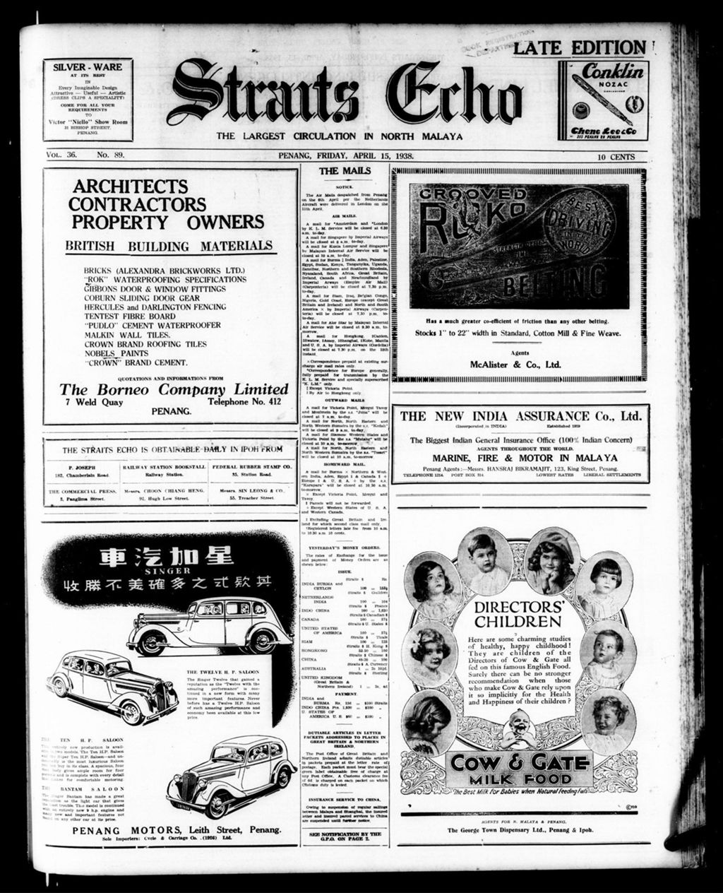 Miniature of Straits Echo 15 April 1938