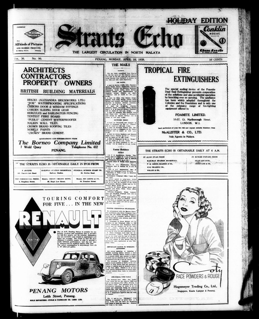 Miniature of Straits Echo 18 April 1938