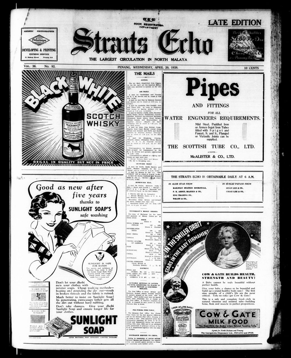 Miniature of Straits Echo 20 April 1938