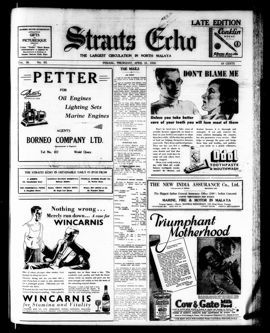 Miniature of Straits Echo 21 April 1938